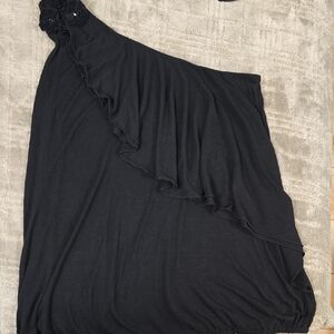 INC International Concepts Black One-Shoulder Blouse